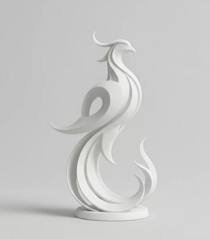 phoenix sculpture minimalist and stylized