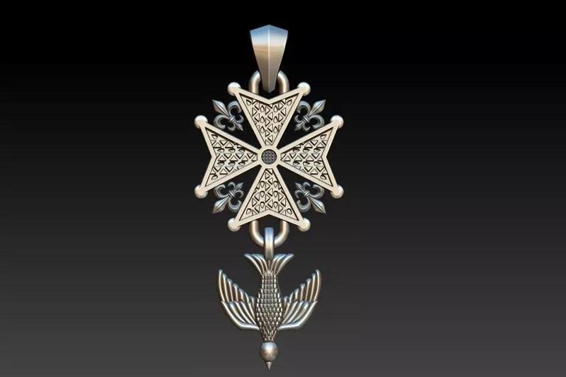 Maltese Cross wtih Holly Spirit Dove - Malta Espirito Santo