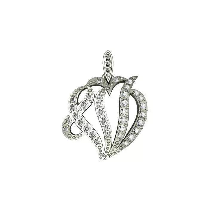 pendant 3 initial with diamonds