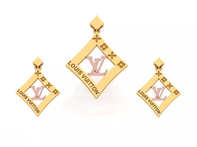 Branded pendant and earring set