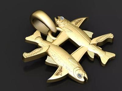 Fish Gold Pendant 3D Printable Model
