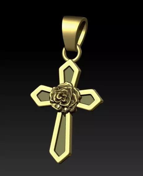 ROSE CROSS PENDANT