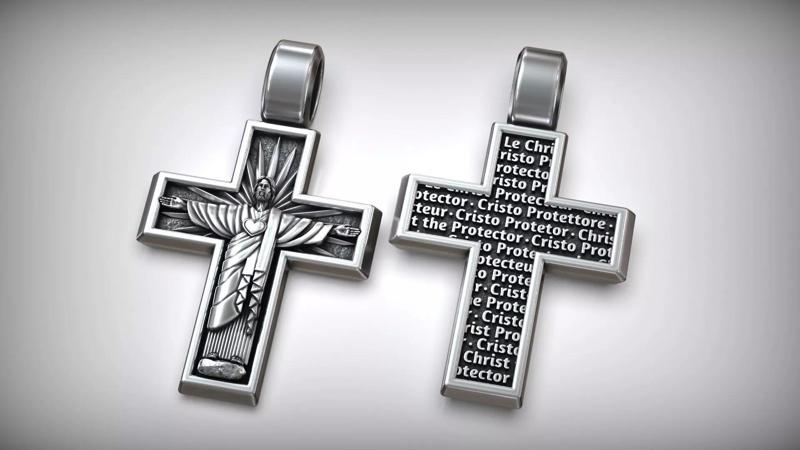 Jesus Christ The Protector Statue Christian Cross Pendant
