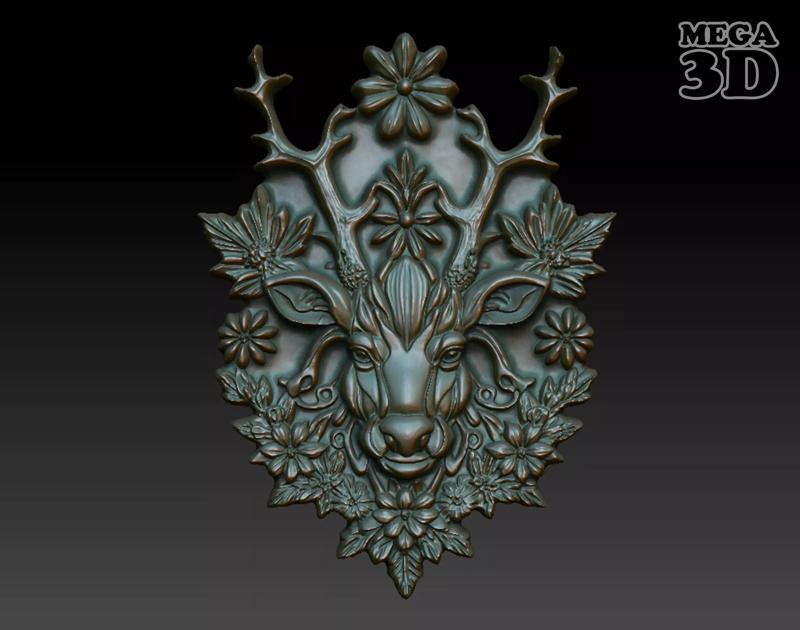Stag Pendant Bas Relief 04 230612