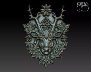 Stag Pendant Bas Relief 04 230612