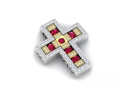 Cross with rubies and diamonds