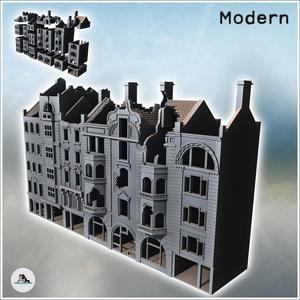 Set of Damaged European Buildings with Chimneys (5) - Modern WW2 WW1 World War Diaroma Wargaming RPG Mini Hobby