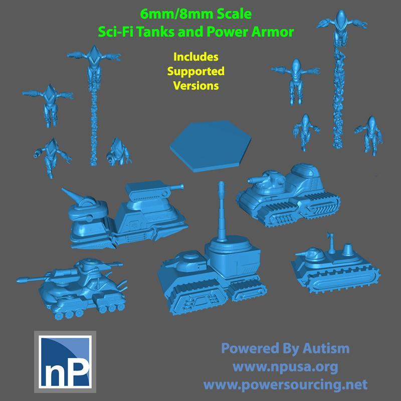 6mm/8mm Power Armor and Tanks for sci-fi games