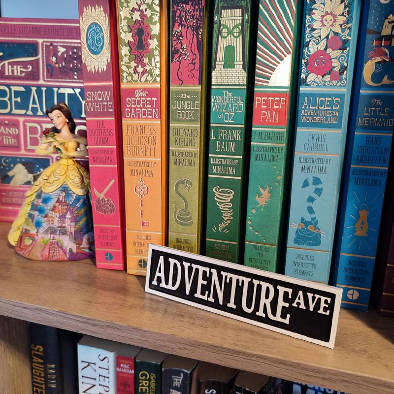 ADVENTURE AVE SIGN BOOKSHELF PLAQUE