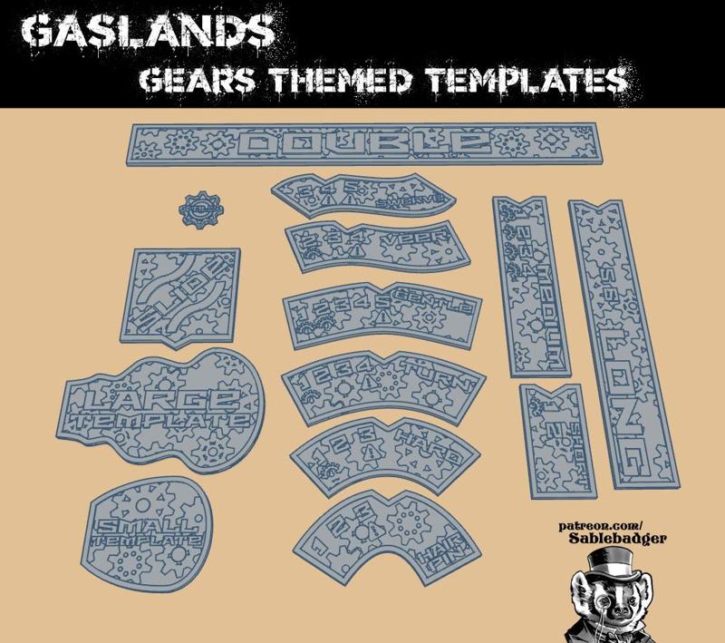 Gaslands - Deluxe Templates - Gears Theme