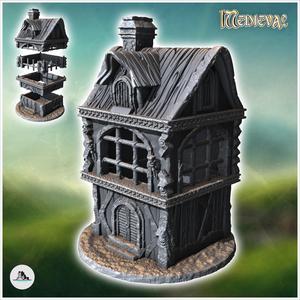 Medieval house with two floors, fireplace and large windows (41) - Medieval Fantasy Magic Feudal Old Archaic Saga 28mm 15mm