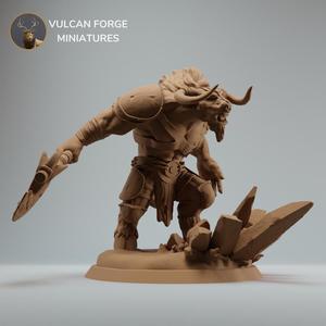Minotaur elemental warrior with axe - two base variations - Pre supported
