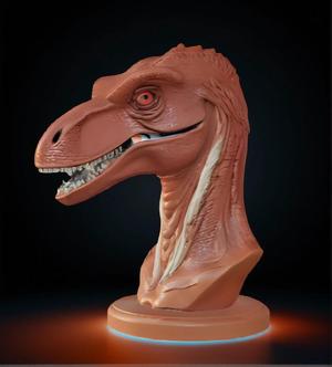 Utahraptor Head Bust 3D Model - STL Printable Dinosaur Sculpture