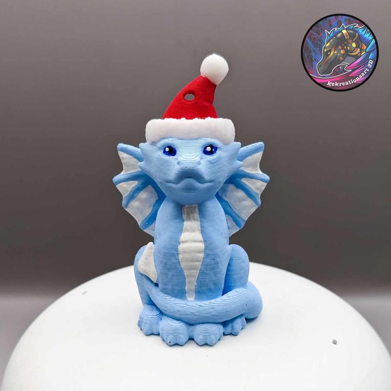 Santa Dragon Figurine, Keychain, Ornament