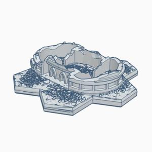 Sci-Fi Destroyed Building 16 with Hex Base SFDHB016