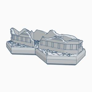 Sci-Fi Destroyed Building 11 with Hex Base SFDHB011