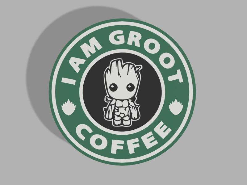 Cute Groot Starbucks Coaster