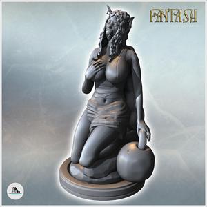 Female creature crouching on a rock with long hair and antennae (SFW version) (14) - Medieval Fantasy Magic Feudal Old Archaic Saga 28mm 15mm