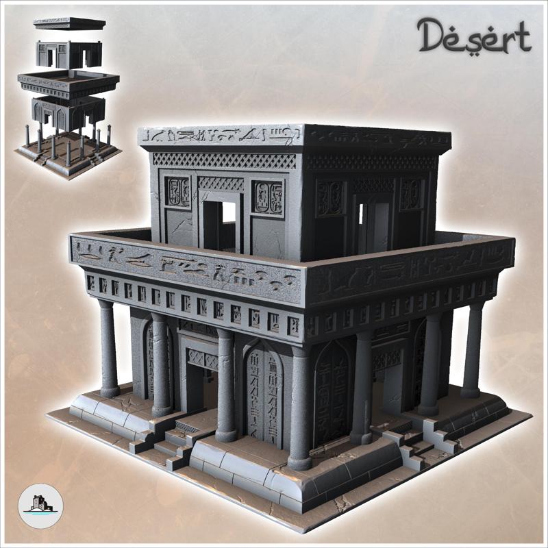 Egyptian Stone Temple with Access Stairs and Floor (1) - Canyon Sandy Landscape 28mm 15mm RPG DND Nomad Desertland African
