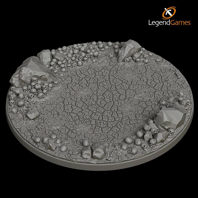 130mm Skull and Cracked Earth Monster Base - Round - LegendGames