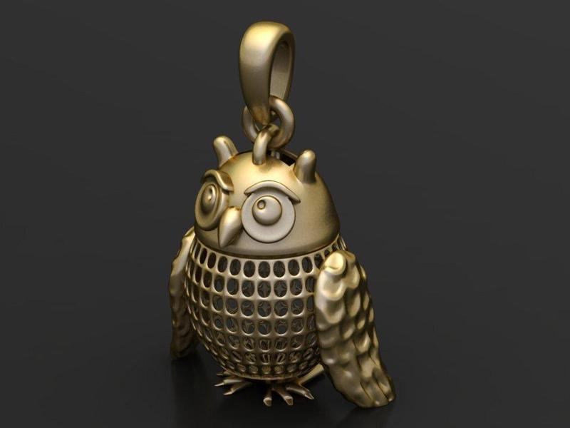Gold owl pendant 3D printable model