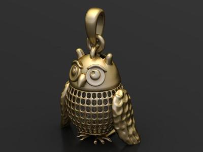 Gold owl pendant 3D printable model