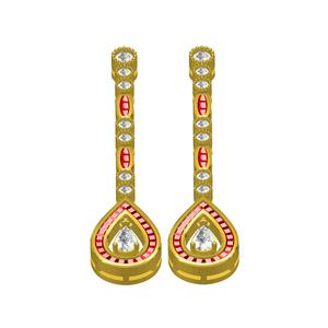 Art Deco Style Ruby And Diamond Drop Earring
