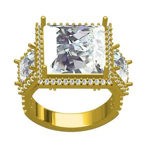Princess Diamond Squre Halo Cocktail Engagement Ring