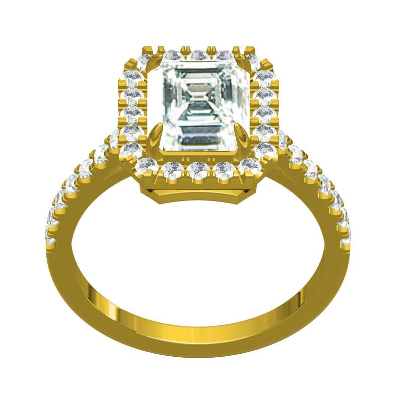 Radiant Stone Diamond Halo Micro Prong Engagement Ring