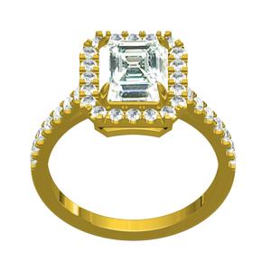 Radiant Stone Diamond Halo Micro Prong Engagement Ring