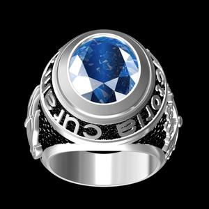 Blue Sapphire Oval Stone Praying Hands Round Signet Ring