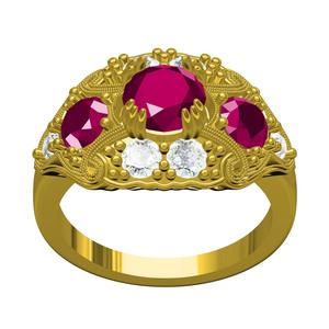 Beautiful Round Cut Three Sone Art Deco Engagement Ring