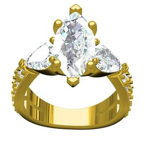 Marquise and Pear Cut Three Stone Solitaire Engagement Ring