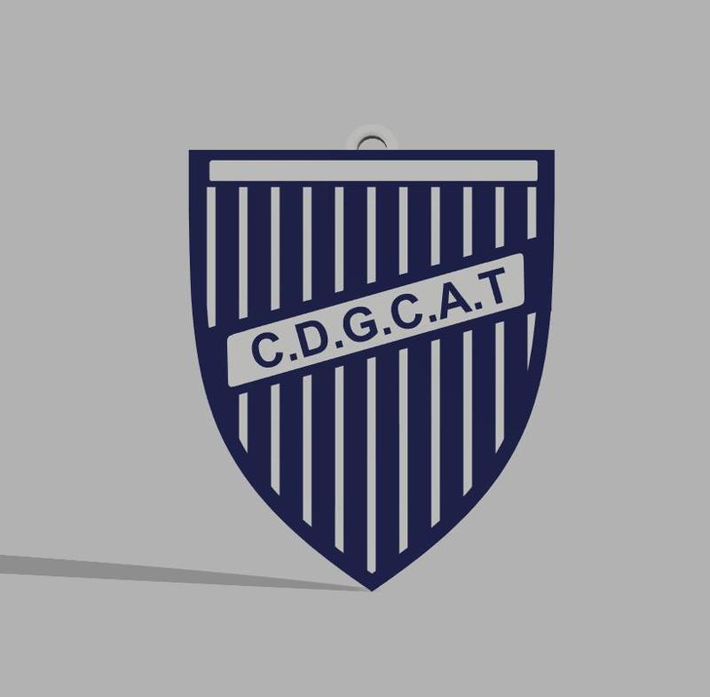 GODOY CRUZ SHIELD W/ EMBOSSED BACK : ARGENTINE SOCCER KEYCHAIN