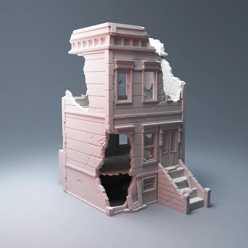 Urban Ruined Three Floor House 'B' 28mm