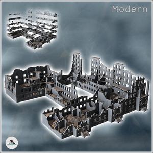 Large set of ruined multi-storey buildings (2) - Modern WW2 WW1 World War Diaroma Wargaming RPG Mini Hobby
