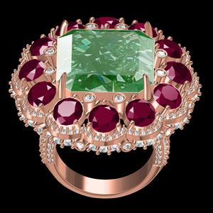 Ruby Diamond Flower Womens Ring