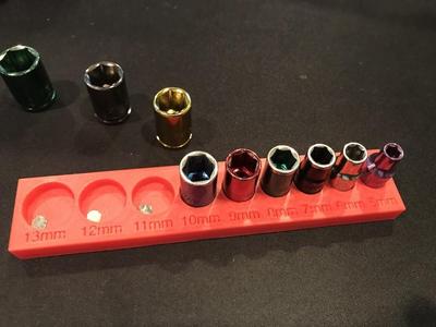 1/4" drive metric magnetic socket organizer