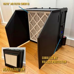 Airbrush & Spray Paint Filtration Booth - 12v Cordless & True HEPA
