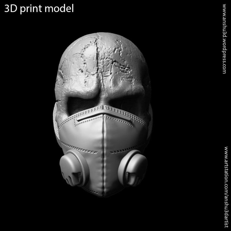Skull with mask vol2 Bas relief