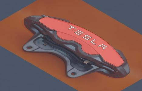 Tesla red caliper cover with logo