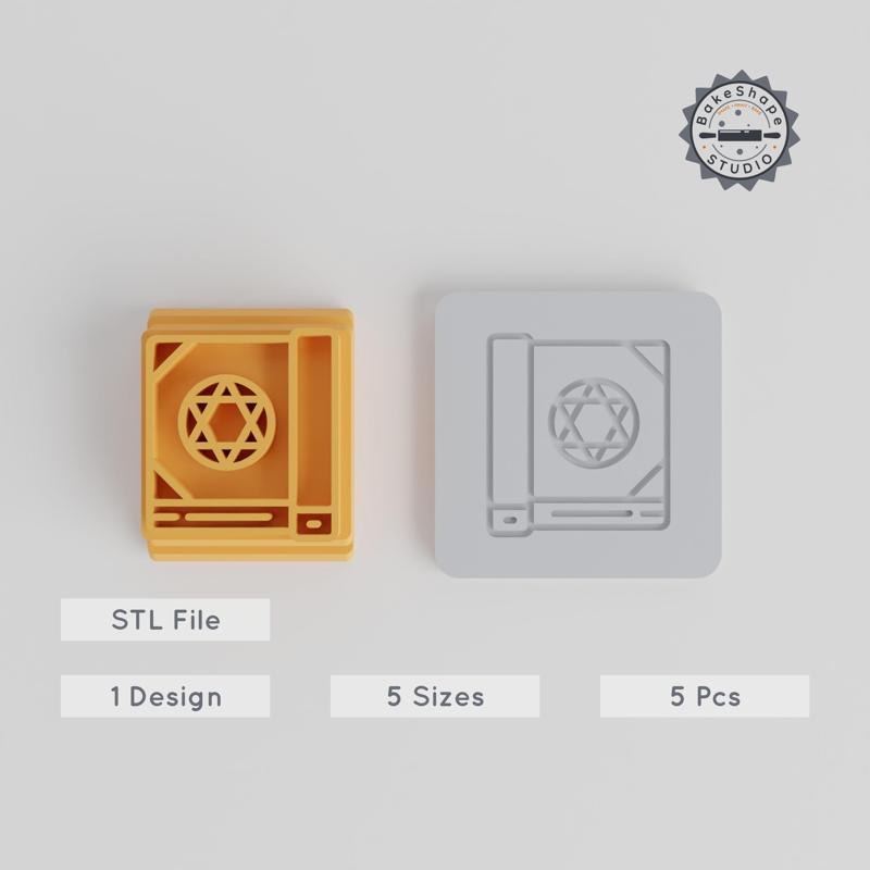 Book Stamp Tile Set, 5 Sizes, Perfect for Clay, Cookies & Fondant, Game Element Design