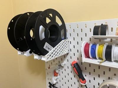 Honeycomb filament spool holder (skadis hook ikea)