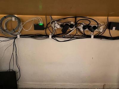 electric cable set holders under desk