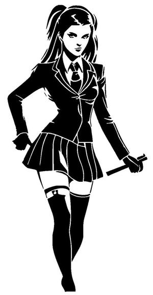 School Girl stencil 2