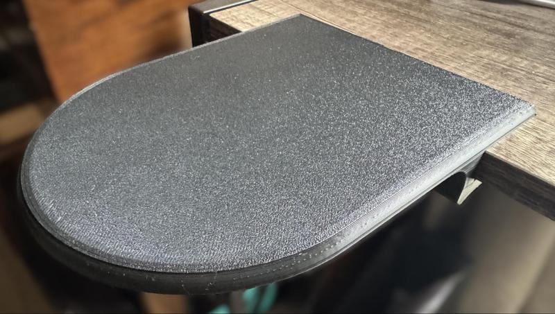 Snack tray for edge of 15mm or 25mm thick desk