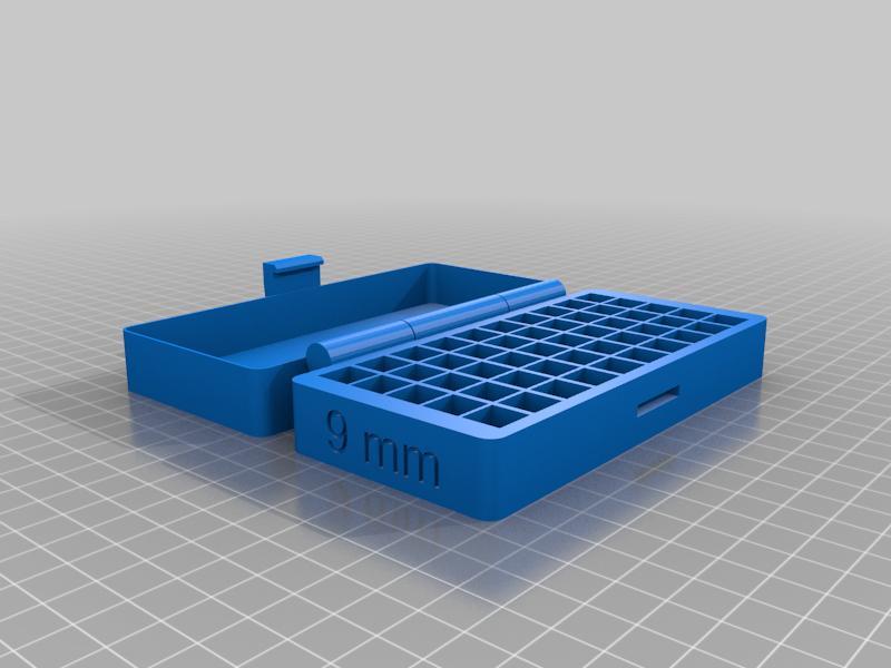 9mm 50 Round Case. Printable Hinge.