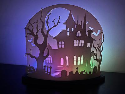 Halloween Haunted House LED tea light Scene
