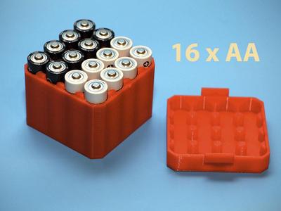16xAA Battery Container With Clips