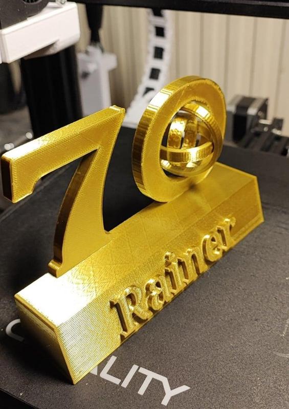 Happy 70th Birthday Sculpture with gyroscope